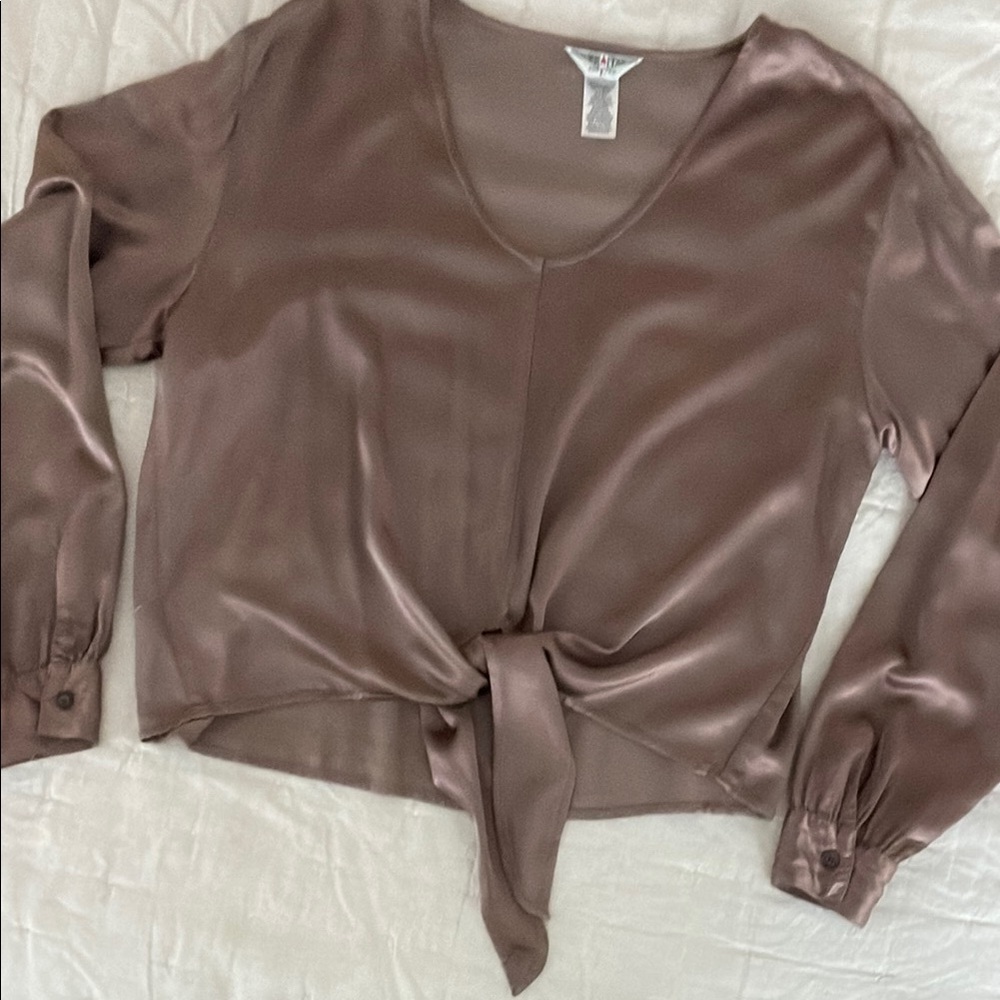 Hard Tail Brown Tie Front Relaxed Blouse